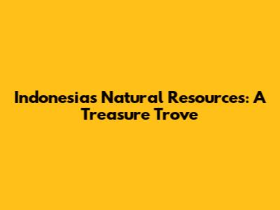 Indonesia's Natural Resources: A Treasure Trove