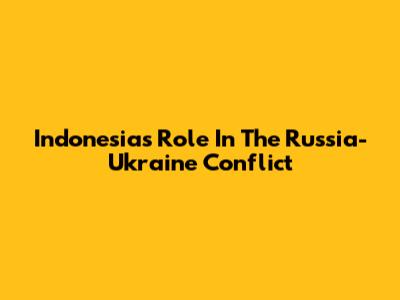 Indonesia's Role In The Russia-Ukraine Conflict