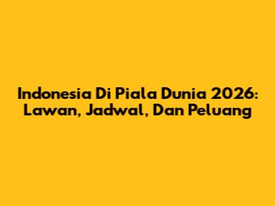 Indonesia Di Piala Dunia 2026: Lawan, Jadwal, Dan Peluang