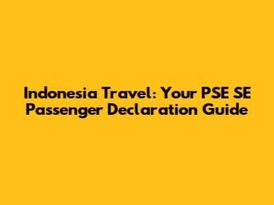 Indonesia Travel: Your PSE SE Passenger Declaration Guide