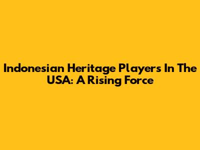Indonesian Heritage Players In The USA: A Rising Force