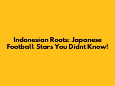 Indonesian Roots: Japanese Football Stars You Didn't Know!