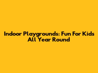 Indoor Playgrounds: Fun For Kids All Year Round