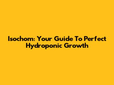 Isochom: Your Guide To Perfect Hydroponic Growth