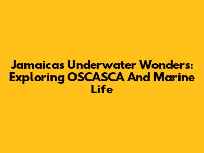 Jamaica's Underwater Wonders: Exploring OSCASCA And Marine Life