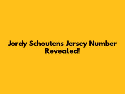 Jordy Schouten's Jersey Number Revealed!