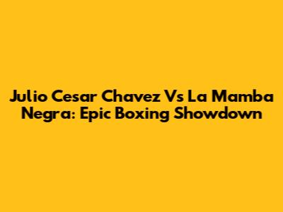 Julio Cesar Chavez Vs La Mamba Negra: Epic Boxing Showdown
