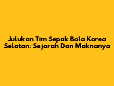 Julukan Tim Sepak Bola Korea Selatan: Sejarah Dan Maknanya