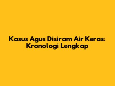 Kasus Agus Disiram Air Keras: Kronologi Lengkap