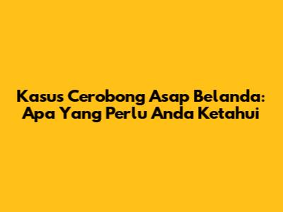 Kasus Cerobong Asap Belanda: Apa Yang Perlu Anda Ketahui