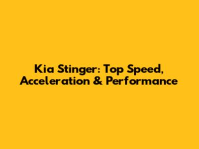 Kia Stinger: Top Speed, Acceleration & Performance