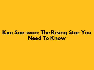 Kim Sae-won: The Rising Star You Need To Know