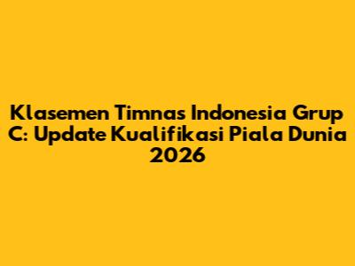 Klasemen Timnas Indonesia Grup C: Update Kualifikasi Piala Dunia 2026