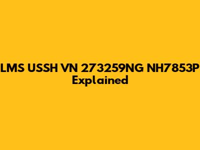 LMS USSH VN 273259NG NH7853P Explained