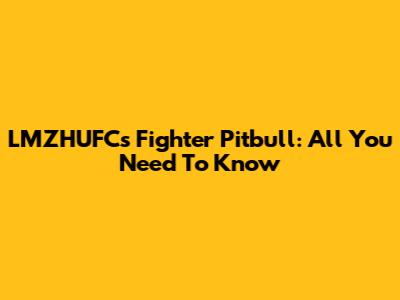 LMZHUFC's Fighter Pitbull: All You Need To Know