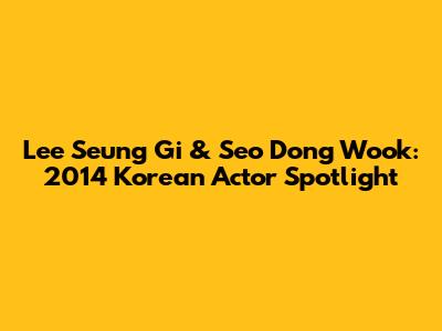 Lee Seung Gi & Seo Dong Wook: 2014 Korean Actor Spotlight