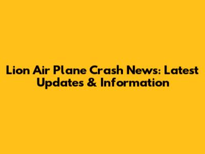 Lion Air Plane Crash News: Latest Updates & Information