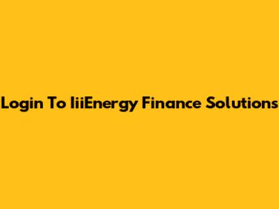 Login To IiiEnergy Finance Solutions