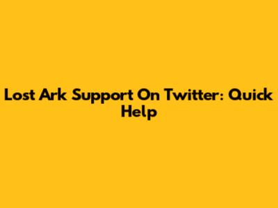 Lost Ark Support On Twitter: Quick Help