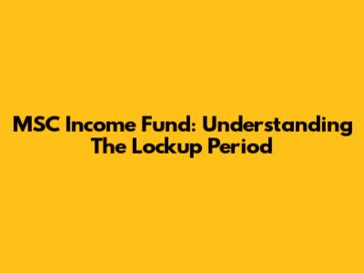 MSC Income Fund: Understanding The Lockup Period