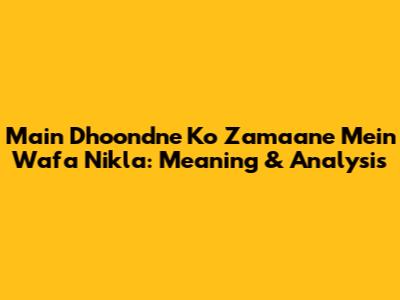 Main Dhoondne Ko Zamaane Mein Wafa Nikla: Meaning & Analysis