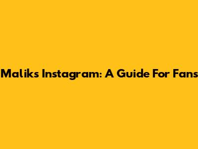 Malik's Instagram: A Guide For Fans
