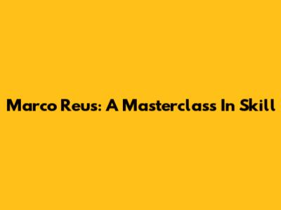 Marco Reus: A Masterclass In Skill