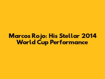 Marcos Rojo: His Stellar 2014 World Cup Performance