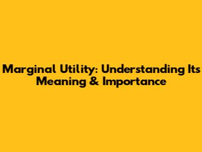 Marginal Utility: Understanding Its Meaning & Importance