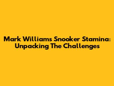 Mark Williams' Snooker Stamina: Unpacking The Challenges