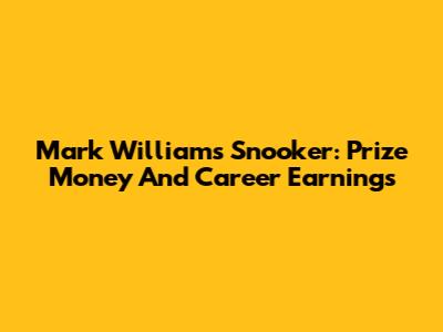Mark Williams Snooker: Prize Money And Career Earnings