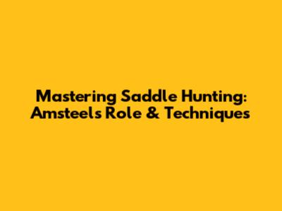 Mastering Saddle Hunting: Amsteel's Role & Techniques