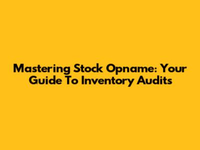 Mastering Stock Opname: Your Guide To Inventory Audits