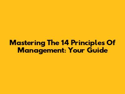 Mastering The 14 Principles Of Management: Your Guide