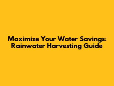 Maximize Your Water Savings: Rainwater Harvesting Guide