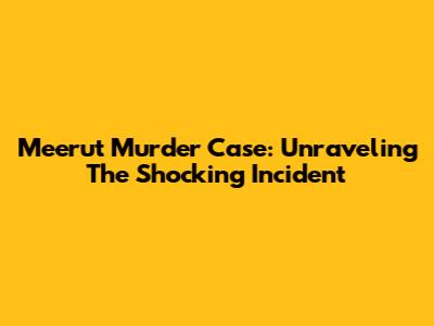 Meerut Murder Case: Unraveling The Shocking Incident