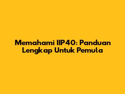 Memahami IIP40: Panduan Lengkap Untuk Pemula
