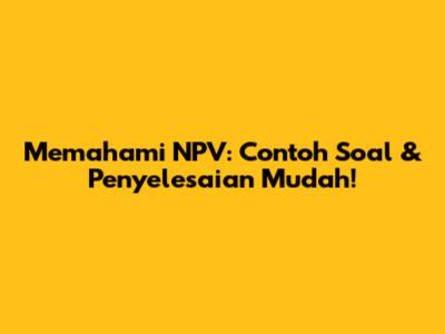 Memahami NPV: Contoh Soal & Penyelesaian Mudah!
