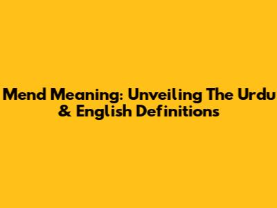 Mend Meaning: Unveiling The Urdu & English Definitions