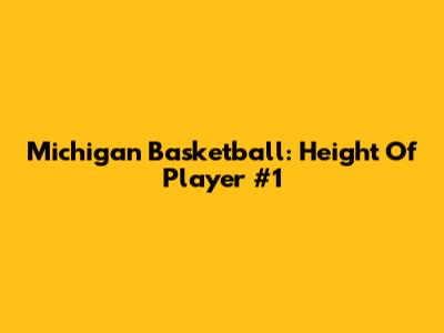 Michigan Basketball: Height Of Player #1
