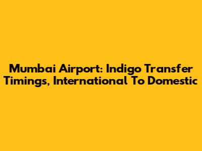 Mumbai Airport: Indigo Transfer Timings, International To Domestic