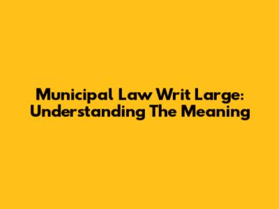Municipal Law Writ Large: Understanding The Meaning