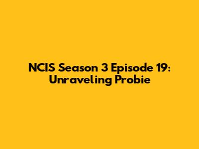 NCIS Season 3 Episode 19: Unraveling 'Probie'