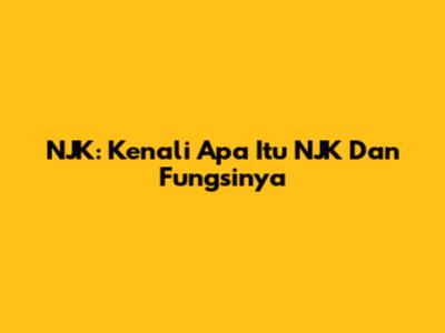 NJK: Kenali Apa Itu NJK Dan Fungsinya
