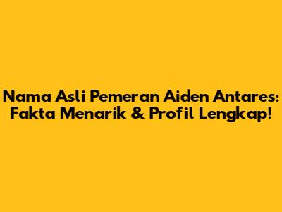 Nama Asli Pemeran Aiden Antares: Fakta Menarik & Profil Lengkap!
