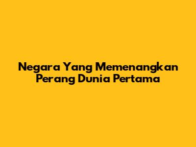 Negara Yang Memenangkan Perang Dunia Pertama