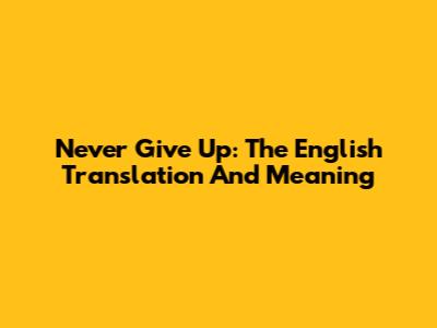Never Give Up: The English Translation And Meaning