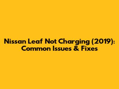 Nissan Leaf Not Charging (2019): Common Issues & Fixes