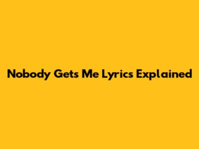 Nobody Gets Me Lyrics Explained