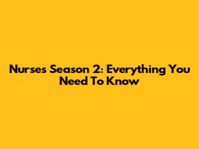 Nurses Season 2: Everything You Need To Know